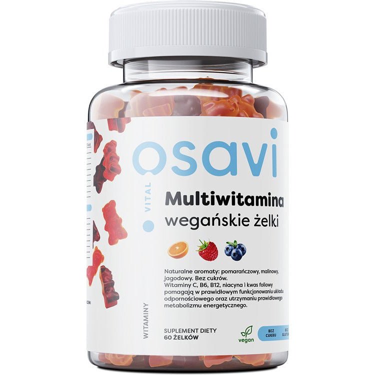Osavi Multiwitamina Wegańskie Żelki Pomarańcza Malina Jagoda 60 gummies Kompleks witamin uniwersalny - Sklep Witaminki.pl