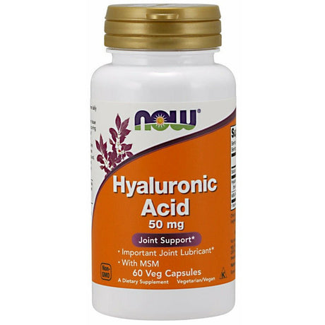 Kwas Hialuronowy NOW Foods Hyaluronic Acid with MSM 50 mg 60 vcaps - Sklep Witaminki.pl