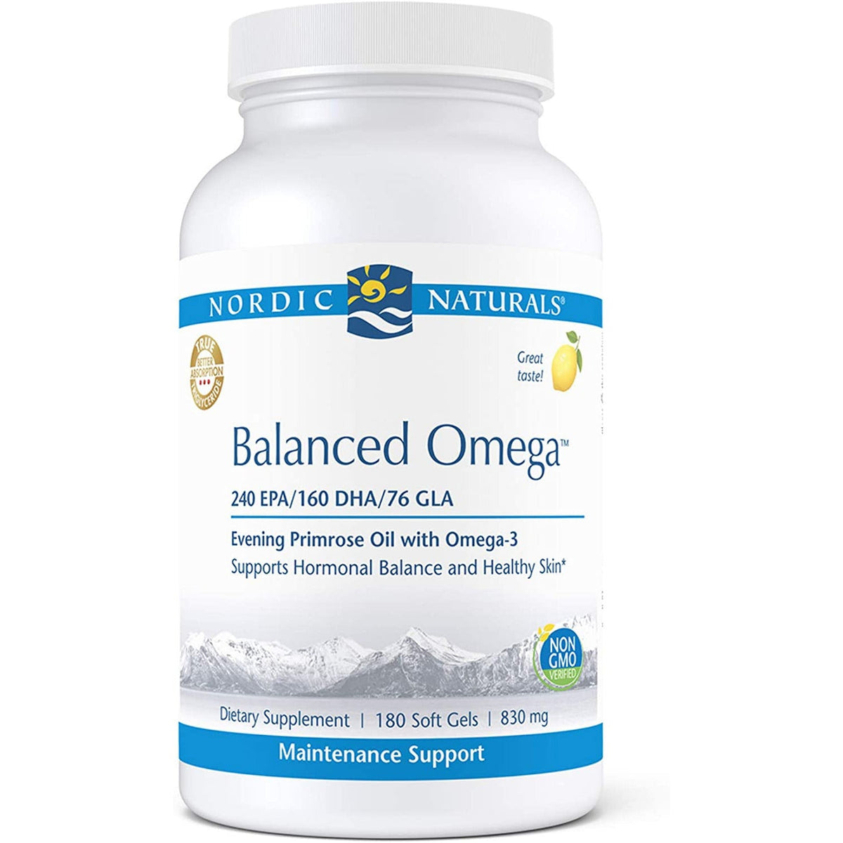 Nordic Naturals Balanced Omega 180 softgels Lemon Kwasy Omega 3 - 6 - Sklep Witaminki.pl