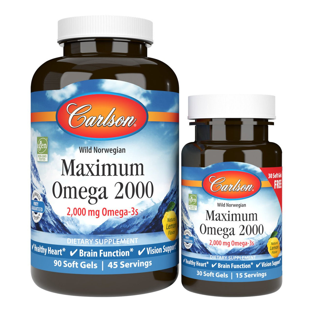 Kwasy Omega-3 Carlson Labs Maximum Omega 2000 Lemon 90 + 30 softgels - Sklep Witaminki.pl