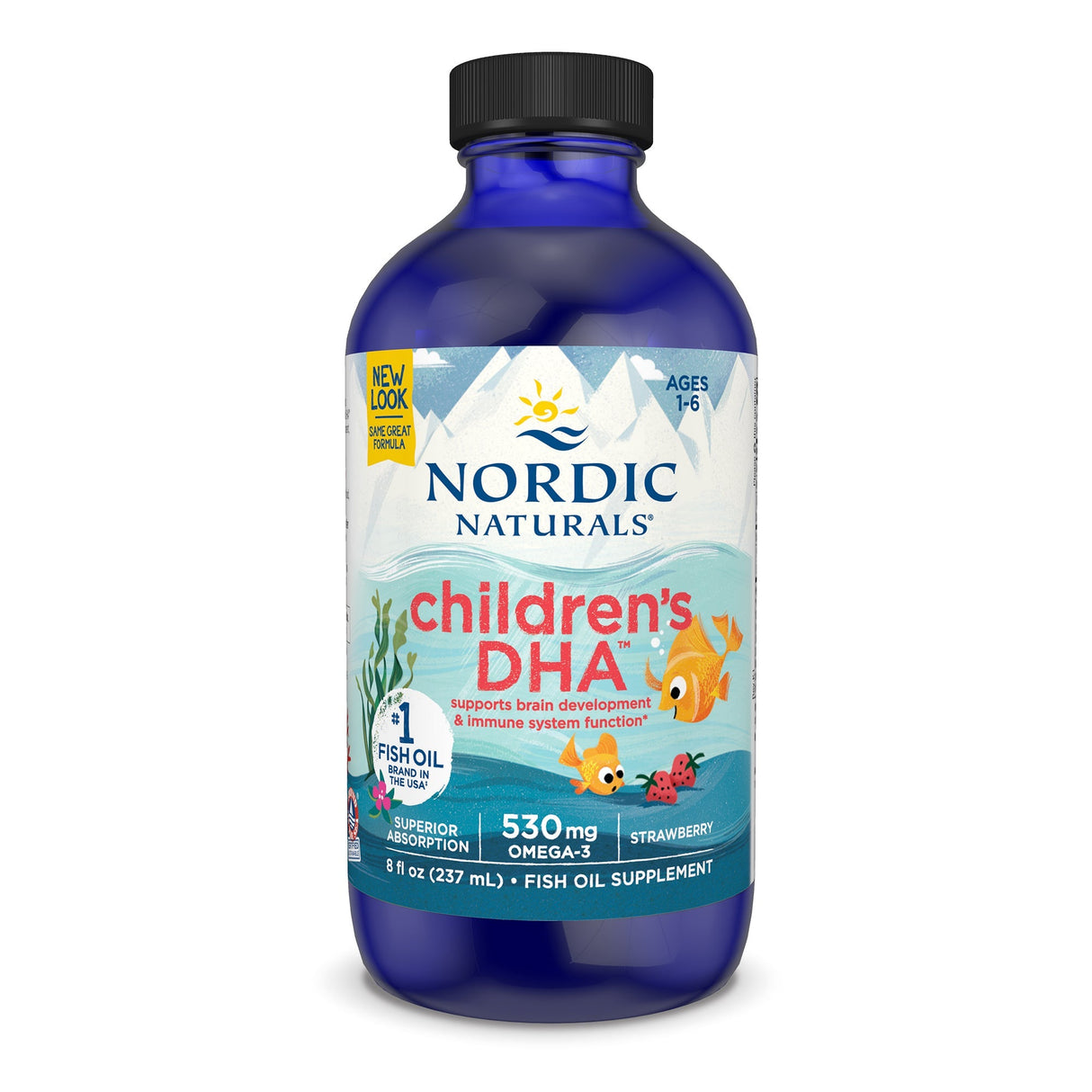 Kwasy Omega-3 dla Dzieci Nordic Naturals Children's DHA Liquid 237 ml Truskawka - Sklep Witaminki.pl