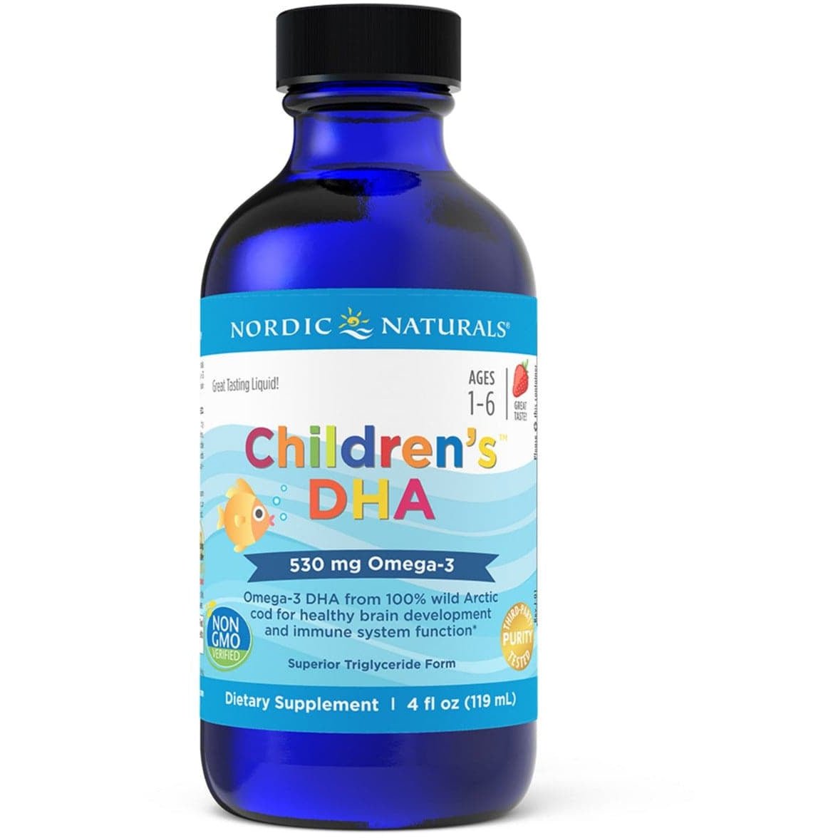 Kwasy Omega-3 dla Dzieci Nordic Naturals Children's DHA Liquid 473 ml Truskawka - Sklep Witaminki.pl