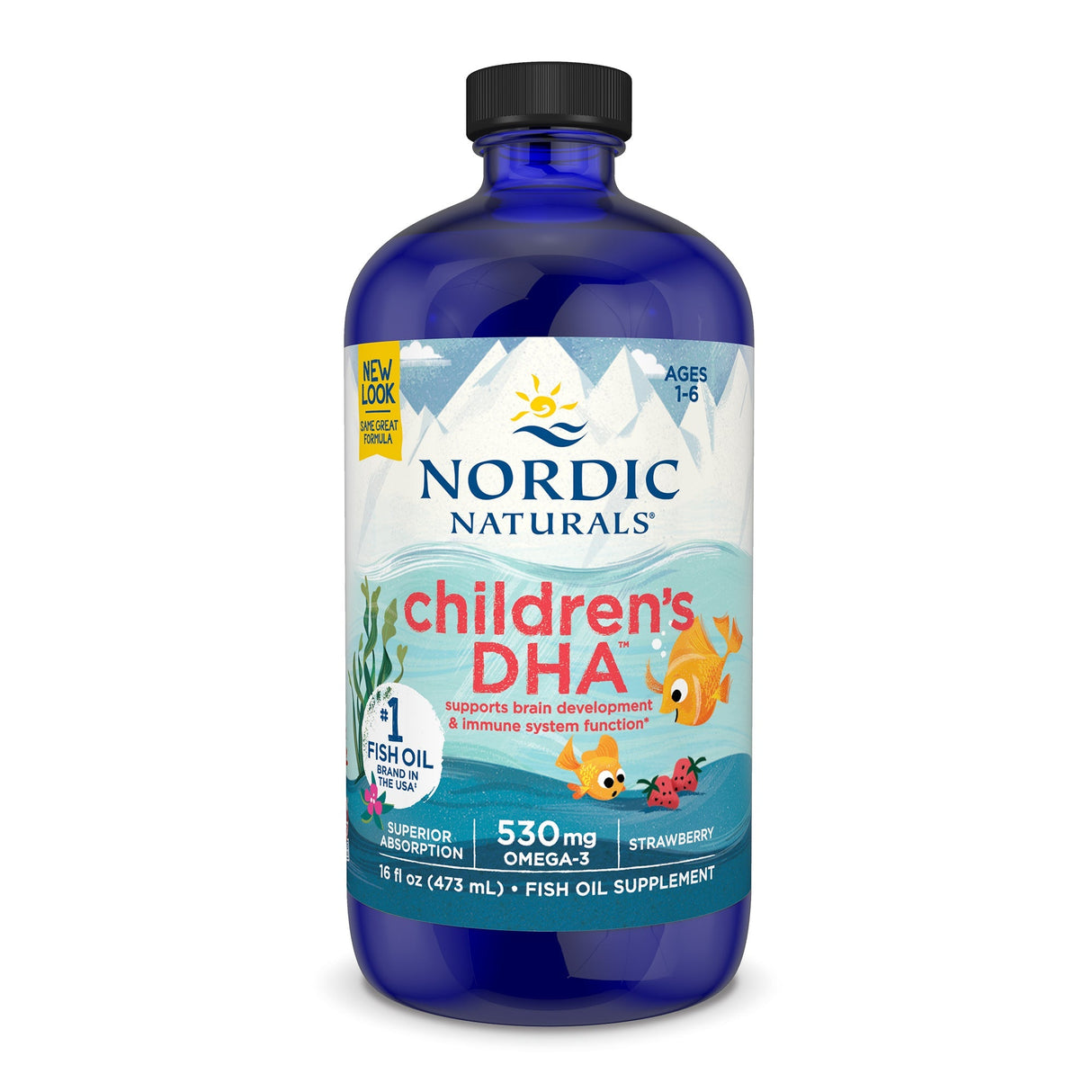 Kwasy Omega-3 dla Dzieci Nordic Naturals Children's DHA Liquid 473 ml Truskawka - Sklep Witaminki.pl