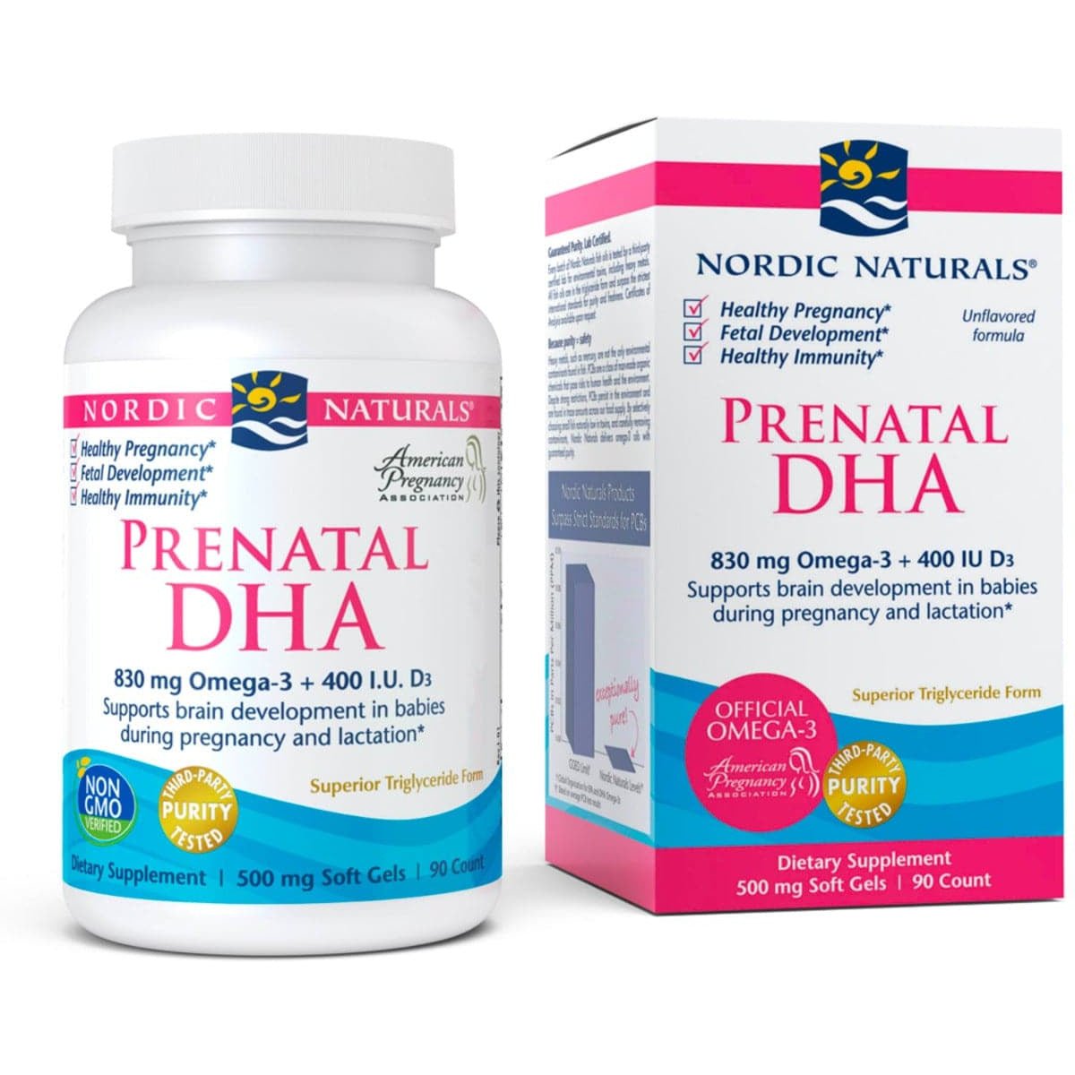 Kwasy Omega-3 dla kobiet w ciąży Nordic Naturals Prenatal DHA 90 softgels Bezsmakowy - Sklep Witaminki.pl