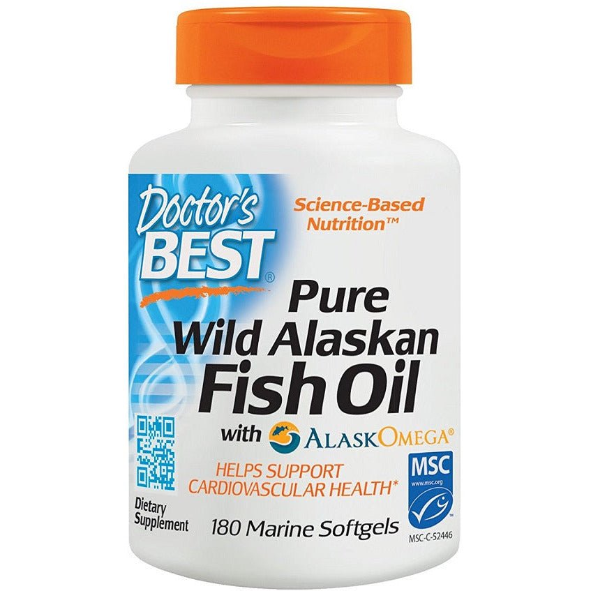 Kwasy Omega-3 Doctor's BEST Pure Wild Alaskan Fish Oil with AlaskOmega 180 softgels - Sklep Witaminki.pl