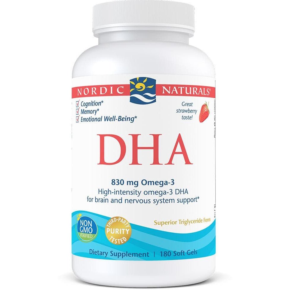 Kwasy Omega-3 Nordic Naturals DHA 180 softgels Truskawka - Sklep Witaminki.pl