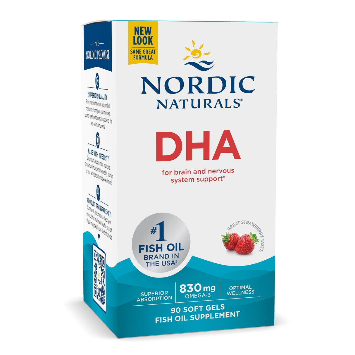 Kwasy Omega-3 Nordic Naturals DHA 90 softgels Truskawka - Sklep Witaminki.pl