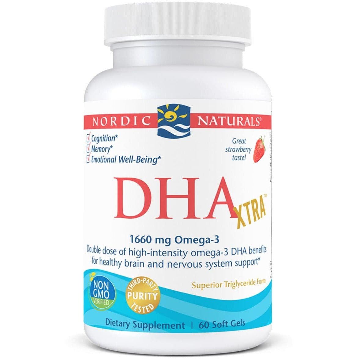 Kwasy Omega-3 Nordic Naturals DHA Xtra Softgels 60 softgels Truskawka - Sklep Witaminki.pl