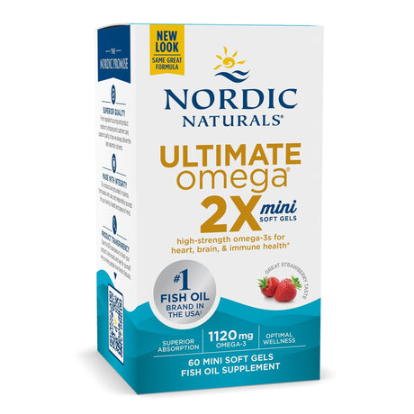 Kwasy Omega-3 Nordic Naturals Ultimate Omega 2X Mini 60 softgels Truskawka - Sklep Witaminki.pl