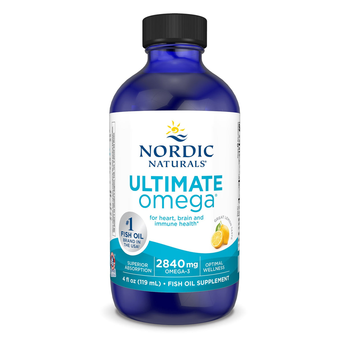 Kwasy Omega-3 Nordic Naturals Ultimate Omega Liquid 119 ml Cytryna - Sklep Witaminki.pl