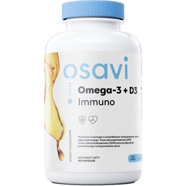 Osavi Omega - 3 + D3 Immuno Cytryna 180 softgels Kwasy Omega - 3 - Sklep Witaminki.pl