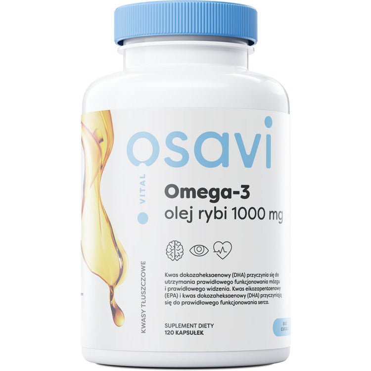 Kwasy Omega-3 Osavi Omega-3 Olej Rybi 1000mg Cytryna 120 softgels - Sklep Witaminki.pl