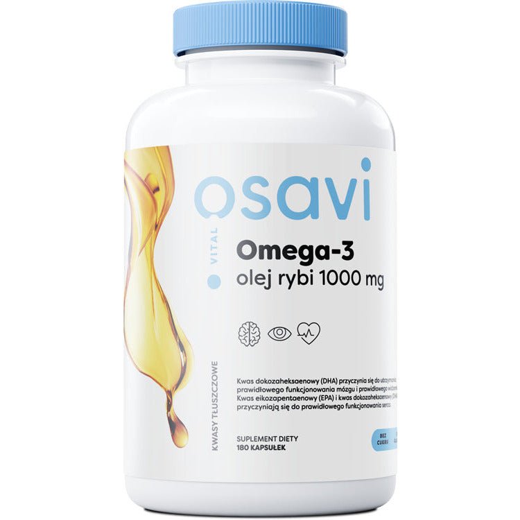 Kwasy Omega-3 Osavi Omega-3 Olej Rybi 1000mg Cytryna 180 softgels - Sklep Witaminki.pl