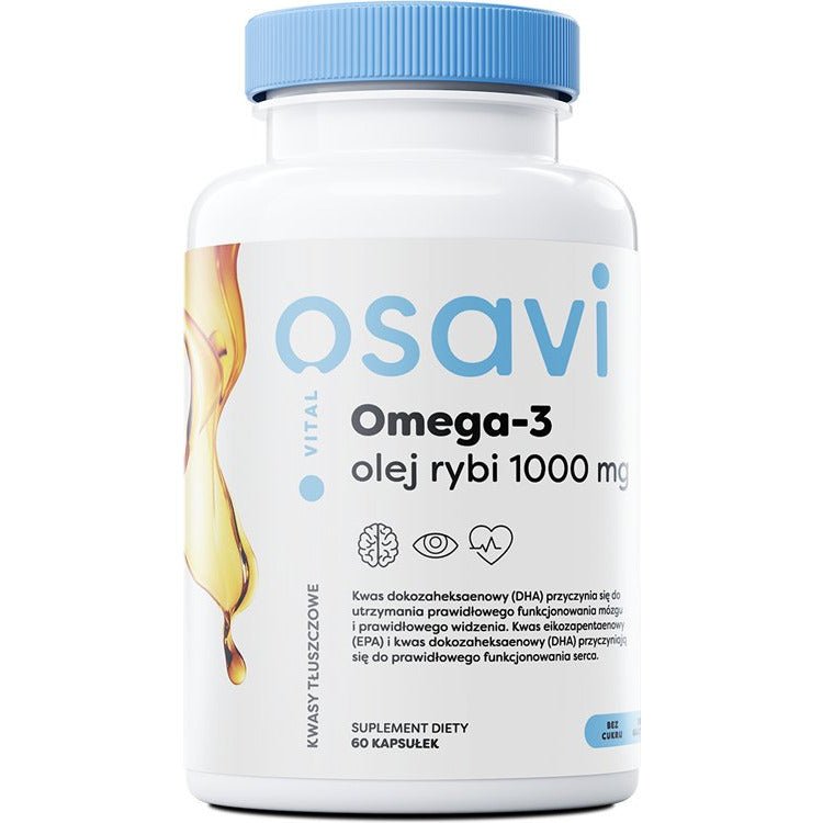 Kwasy Omega-3 Osavi Omega-3 Olej Rybi 1000mg Cytryna 60 softgels - Sklep Witaminki.pl