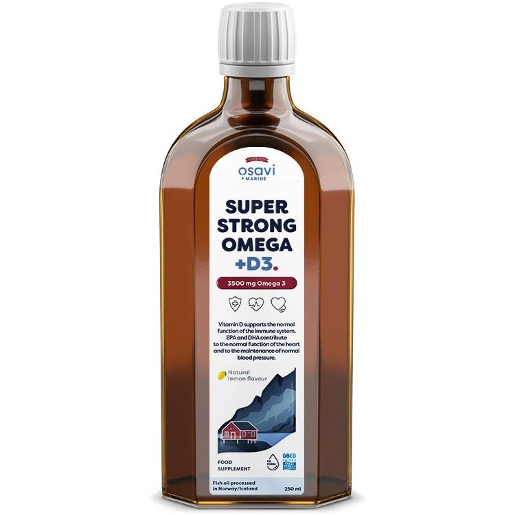 Osavi Super Strong Omega + D3 3500mg Omega 3 Lemon 250 ml Kwasy Omega - 3 - Sklep Witaminki.pl