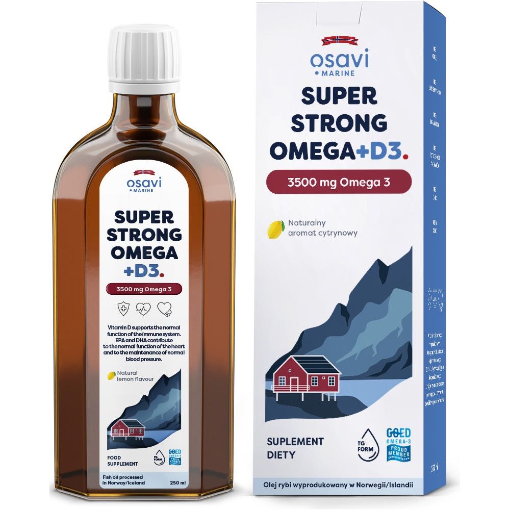 Osavi Super Strong Omega + D3 (Marine) 3500mg Omega 3 Cytryna 250 ml Kwasy Omega - 3 - Sklep Witaminki.pl