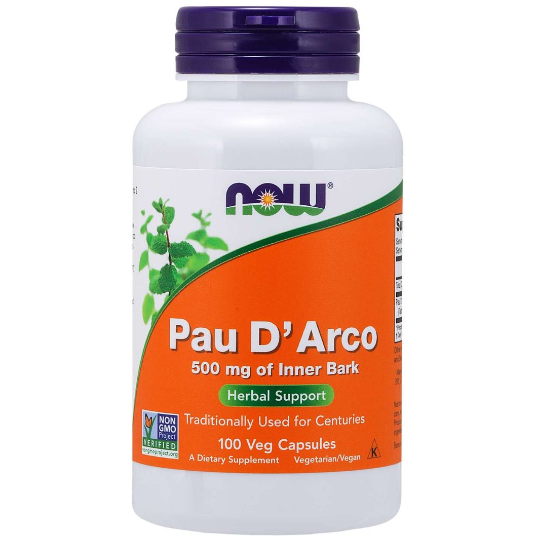 Lapacho Czerwone NOW Foods Pau D'Arco 500 mg 100 vcaps - Sklep Witaminki.pl
