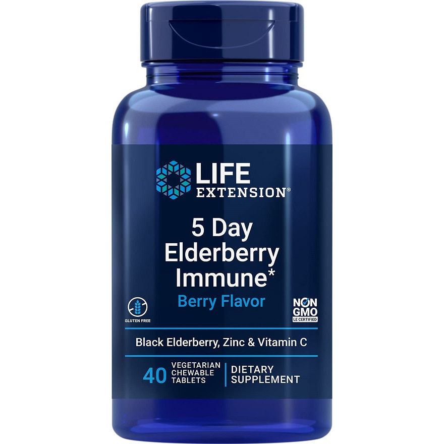 Life Extension 5 Day Elderberry Immune 40 chewable tabs Berry Kompleks na odporność - Sklep Witaminki.pl