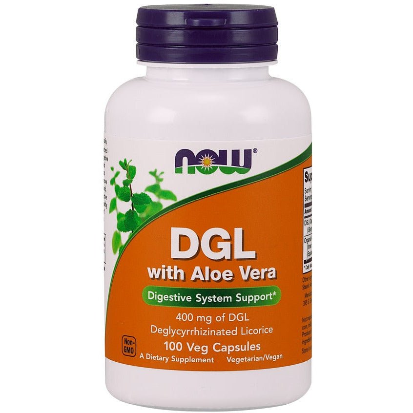NOW Foods DGL with Aloe Vera 100 vcaps Lukrecja - Sklep Witaminki.pl