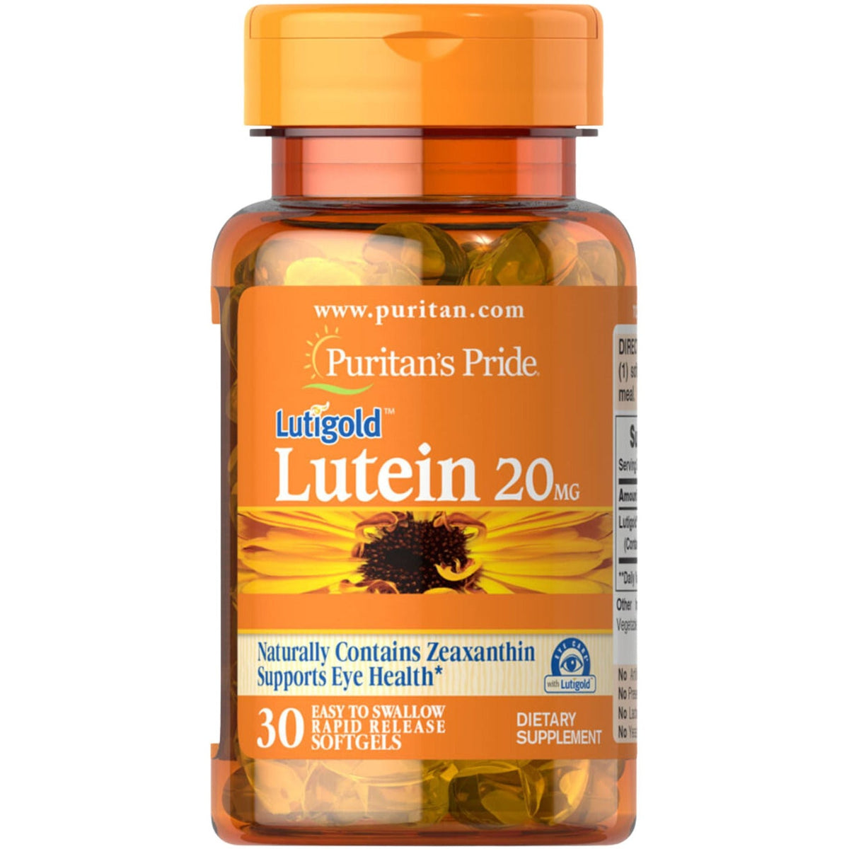 Puritan's Pride Lutein 20 mg 30 softgels Luteina - Sklep Witaminki.pl