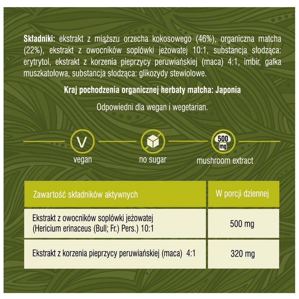 Matcha z Grzybami i Adaptogenami Solve Labs Mushroom Matcha 12 saszetek - Sklep Witaminki.pl
