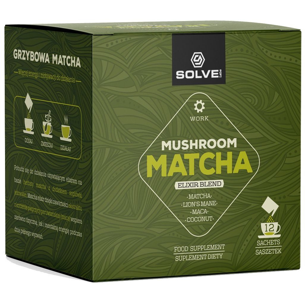 Matcha z Grzybami i Adaptogenami Solve Labs Mushroom Matcha 12 saszetek - Sklep Witaminki.pl