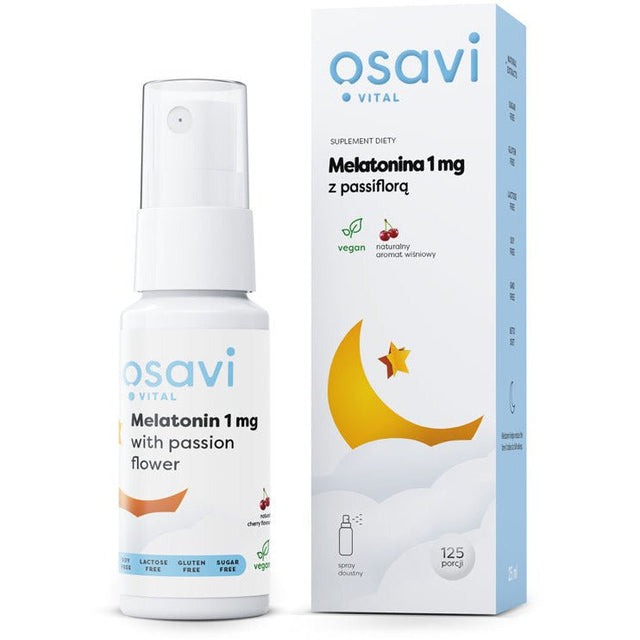 Melatonina Osavi Melatonina z Passiflorą Spray Doustny 1mg Wiśnia 25 ml - Sklep Witaminki.pl