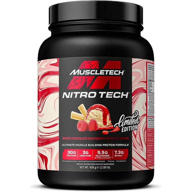 MuscleTech Nitro - Tech 908 g White Chocolate Raspberry Ripple Odżywka Białkowa - Sklep Witaminki.pl