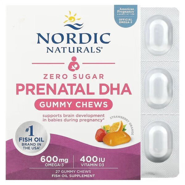 Nordic Naturals Prenatal DHA Gummy Chews 27 gummies Strawberry Orange Kwasy Omega - 3 dla kobiet w ciąży - Sklep Witaminki.pl