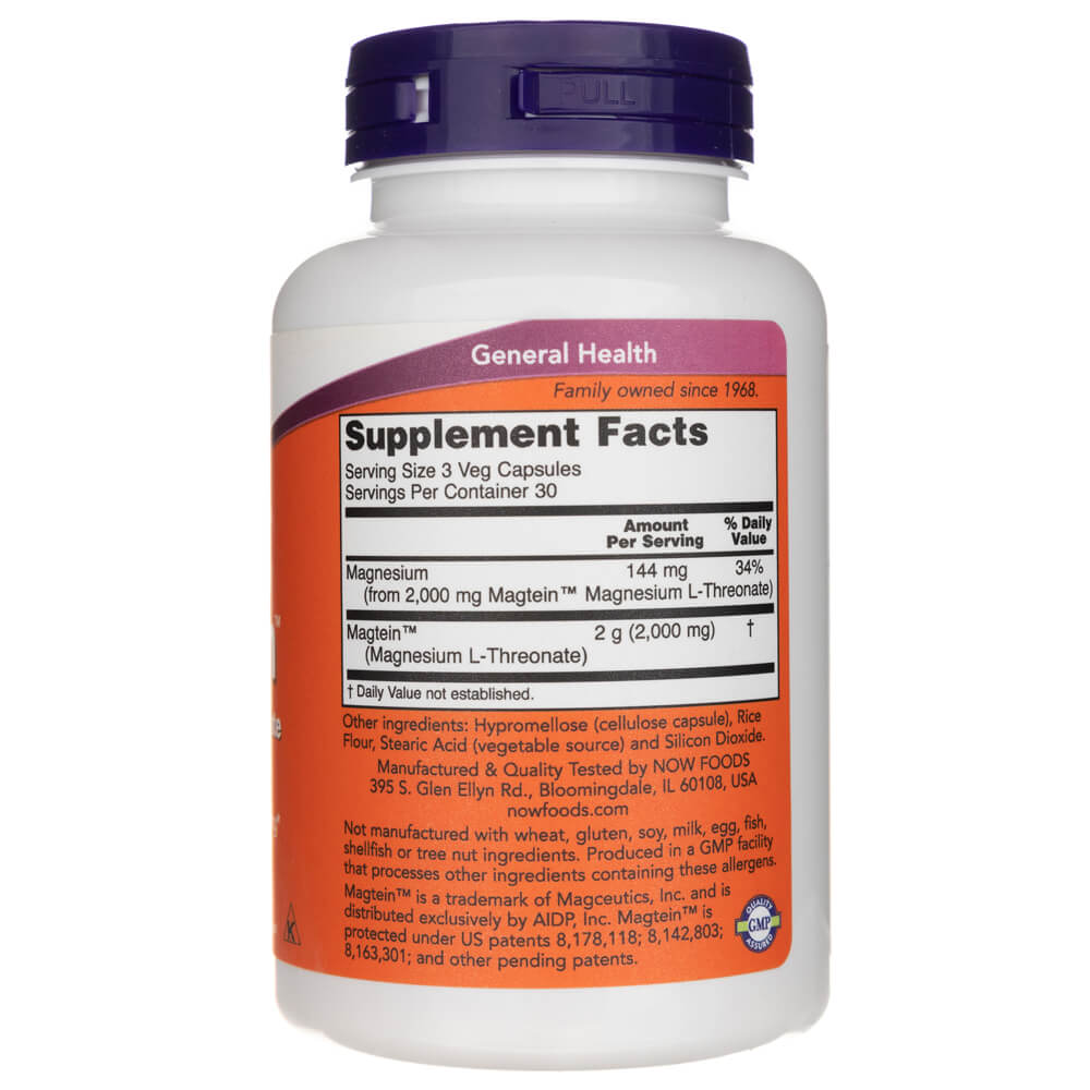 NOW Foods Magtein L - Treonian Magnezu 90 caps Magnez - Sklep Witaminki.pl