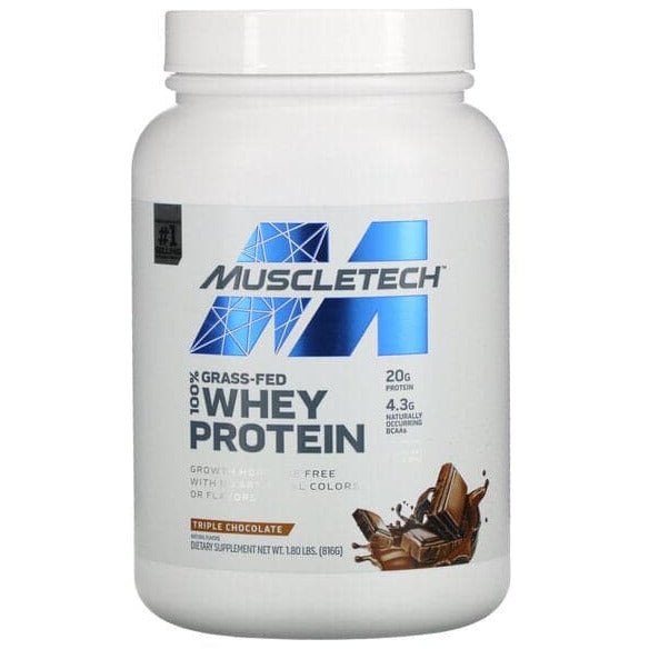 MuscleTech Grass - Fed 100% Whey Protein Triple Chocolate 816 g Odżywka Białkowa - Sklep Witaminki.pl