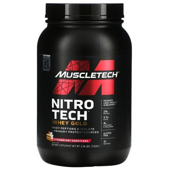 MuscleTech Nitro - Tech 100% Whey Gold Strawberry Shortcake 1020 g Odżywka Białkowa - Sklep Witaminki.pl