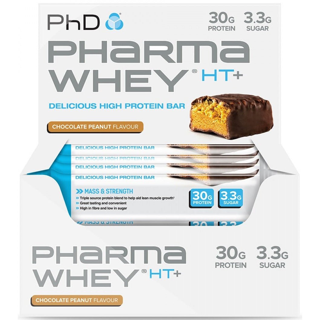 PhD Pharma Whey HT+ Bar Chocolate Peanut 12 bars Odżywka Białkowa - Sklep Witaminki.pl