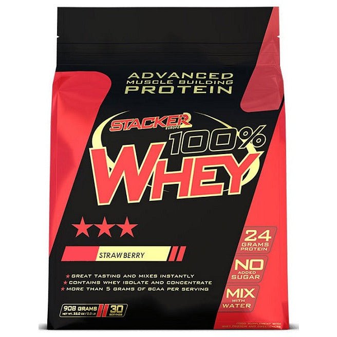 Odżywka Białkowa Stacker2 100% Whey Strawberry 908 g - Sklep Witaminki.pl