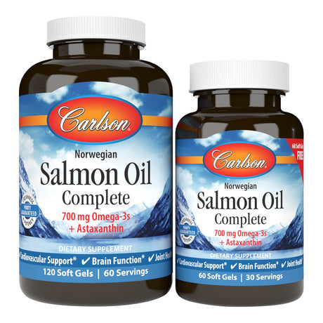Olej z Łososia Carlson Labs Norwegian Salmon Oil Complete 120 + 60 softgels - Sklep Witaminki.pl