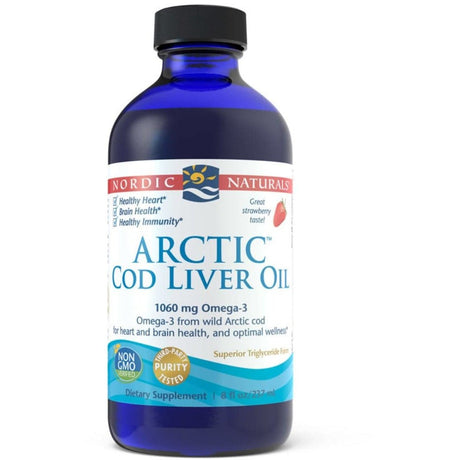 Olej z Wątroby Dorsza Nordic Naturals Arctic Cod Liver Oil Liquid 237 ml Truskawka - Sklep Witaminki.pl