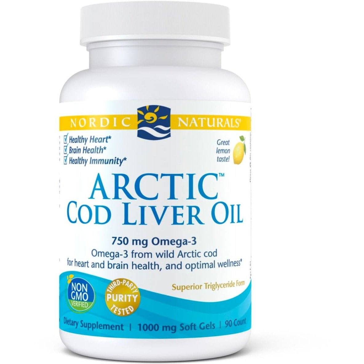 Olej z Wątroby Dorsza Nordic Naturals Arctic Cod Liver Oil Softgels 90 softgels Cytryna - Sklep Witaminki.pl