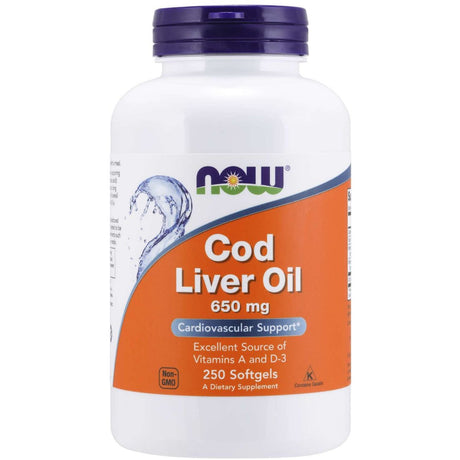 Olej z Wątroby Dorsza NOW Foods Cod Liver Oil 650 mg 250 softgels - Sklep Witaminki.pl