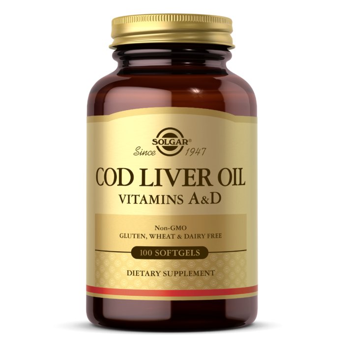 Olej z Wątroby Dorsza Solgar Cod Liver Oil Vitamins A & D 100 softgels - Sklep Witaminki.pl