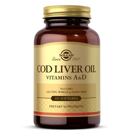 Olej z Wątroby Dorsza Solgar Cod Liver Oil Vitamins A & D 100 softgels - Sklep Witaminki.pl