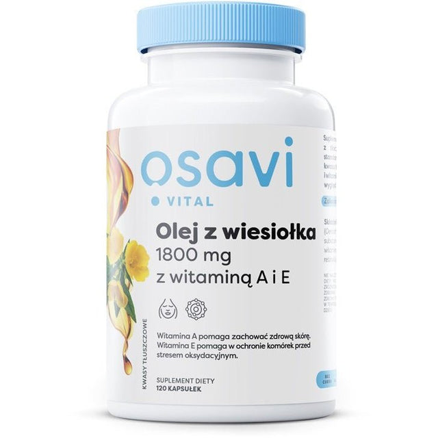 Olej z Wiesiołka Osavi Olej z Wiesiołka z Witaminą A i E 1800mg 120 softgels - Sklep Witaminki.pl
