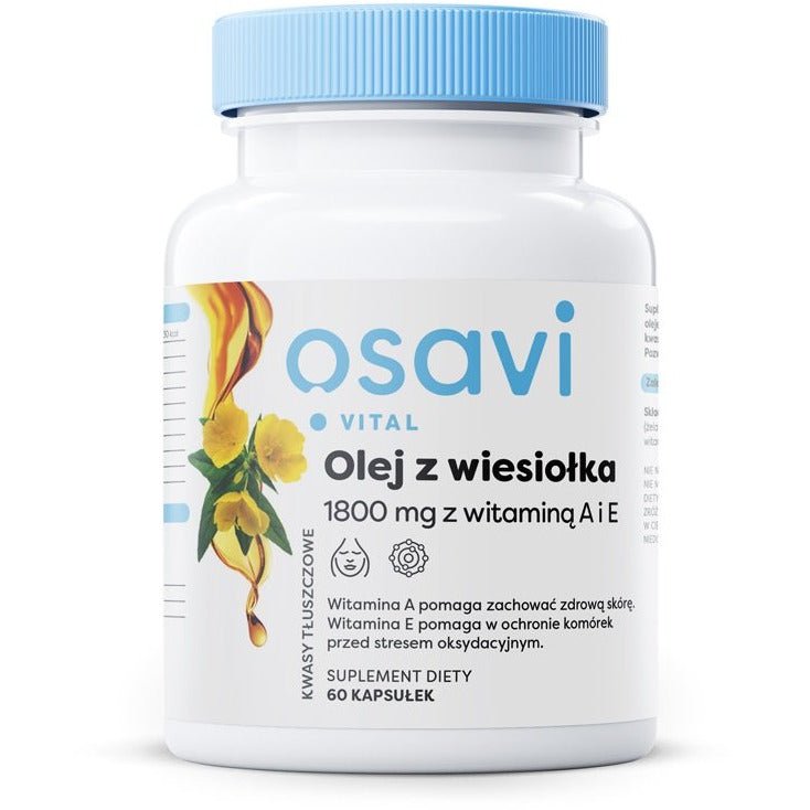 Olej z Wiesiołka Osavi Olej z Wiesiołka z Witaminą A i E 1800mg 60 softgels - Sklep Witaminki.pl