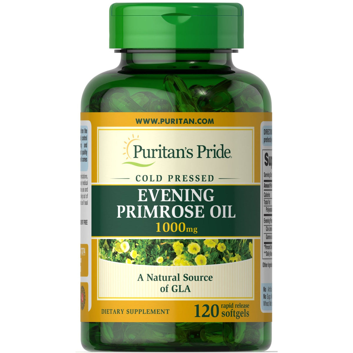 Puritan's Pride Evening Primrose Oil 1000 mg 120 softgels Olej z Wiesiołka - Sklep Witaminki.pl