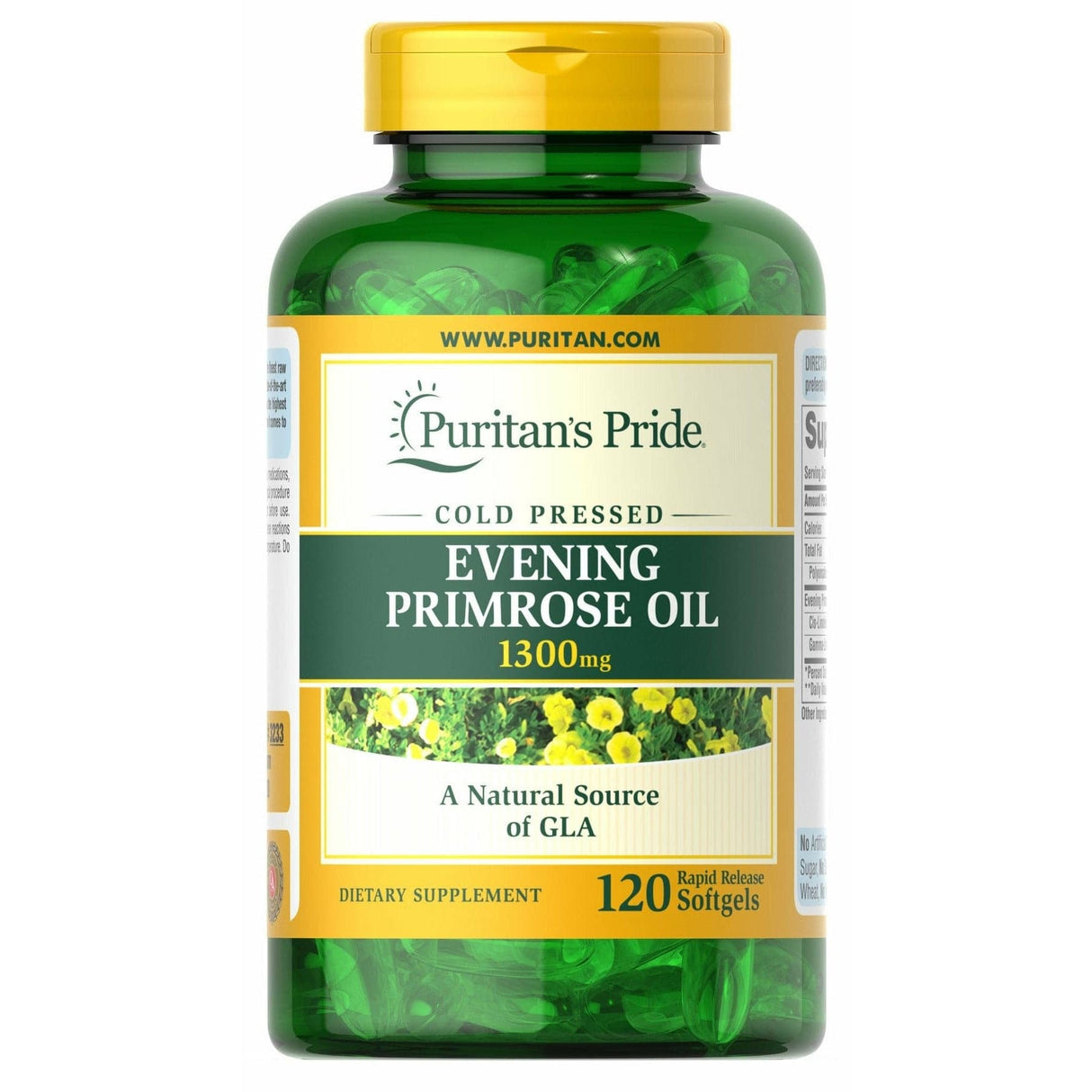 Puritan's Pride Evening Primrose Oil 1300 mg 120 softgels Olej z Wiesiołka - Sklep Witaminki.pl