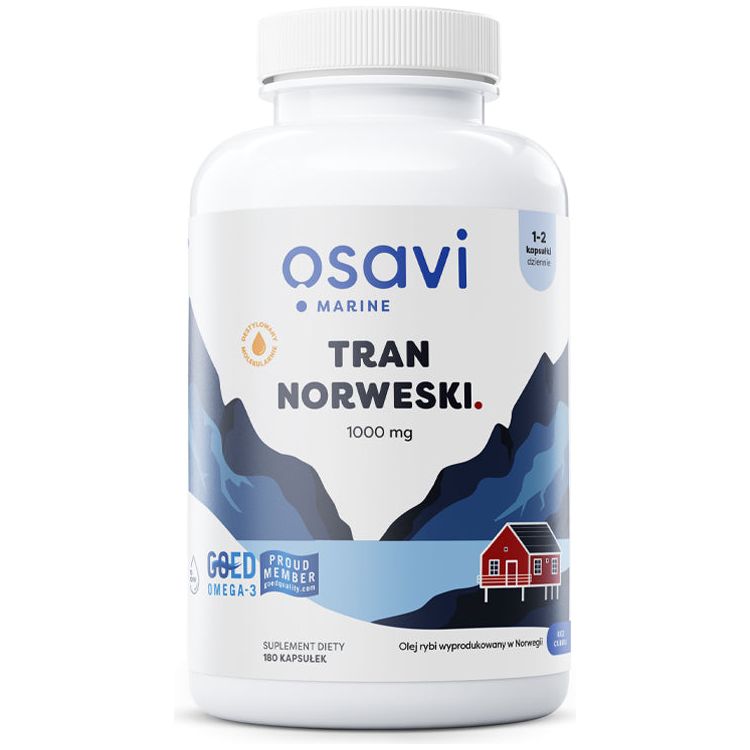 Osavi Tran Norweski Kapsułki 1000mg 180 softgels Cytryna - Sklep Witaminki.pl