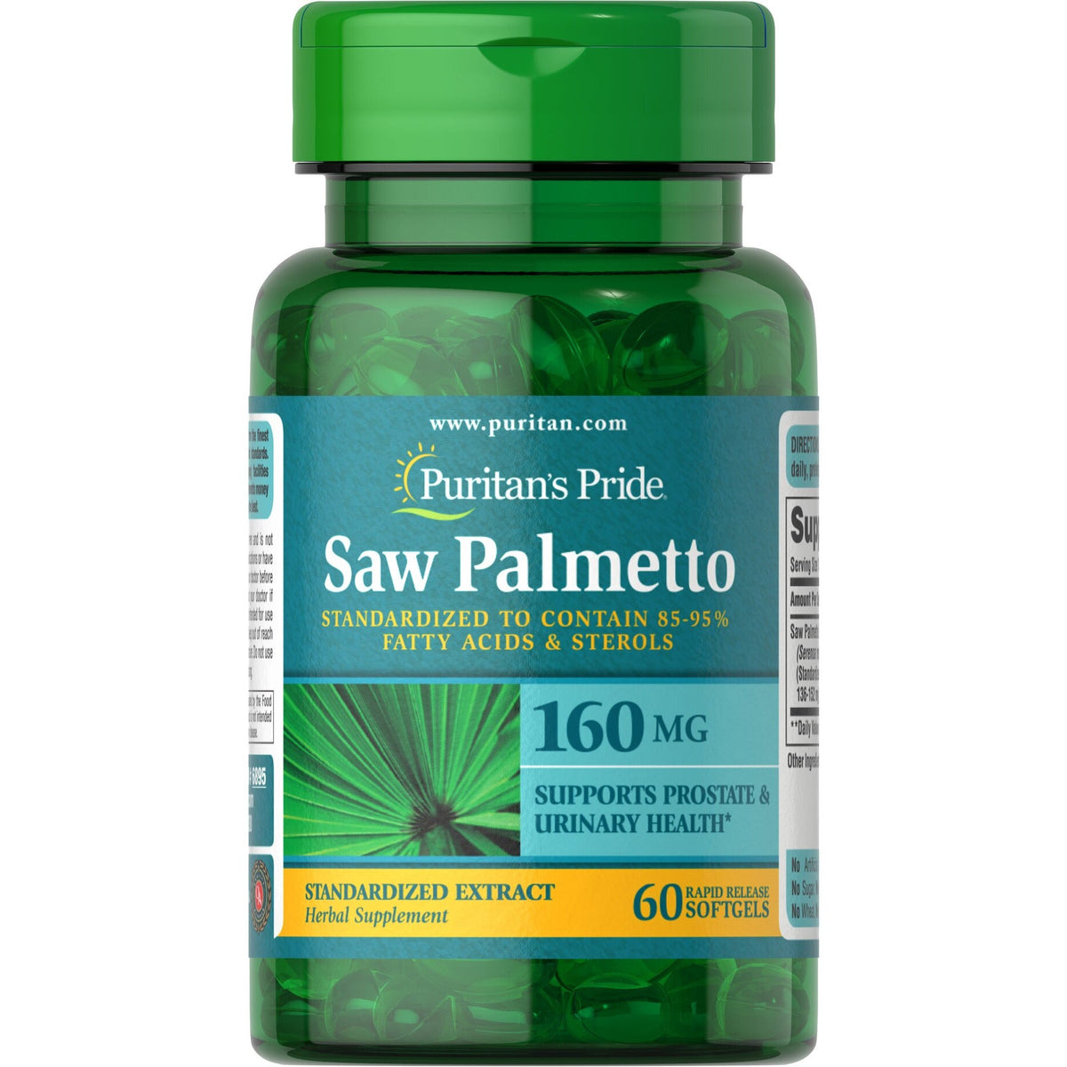 Puritan's Pride Saw Palmetto 160 mg 60 softgels Palma Sabałowa - Sklep Witaminki.pl