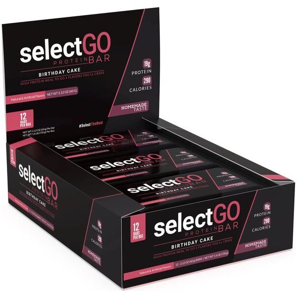 PEScience SelectGo Protein Bar 12 x 60 g Birthday Cake Baton proteinowy - Sklep Witaminki.pl