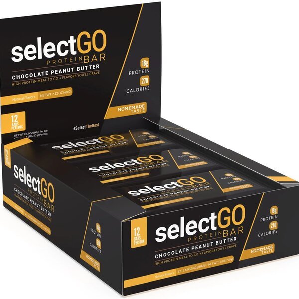 PEScience SelectGo Protein Bar 12 x 60 g Chocolate Peanut Butter Baton proteinowy - Sklep Witaminki.pl