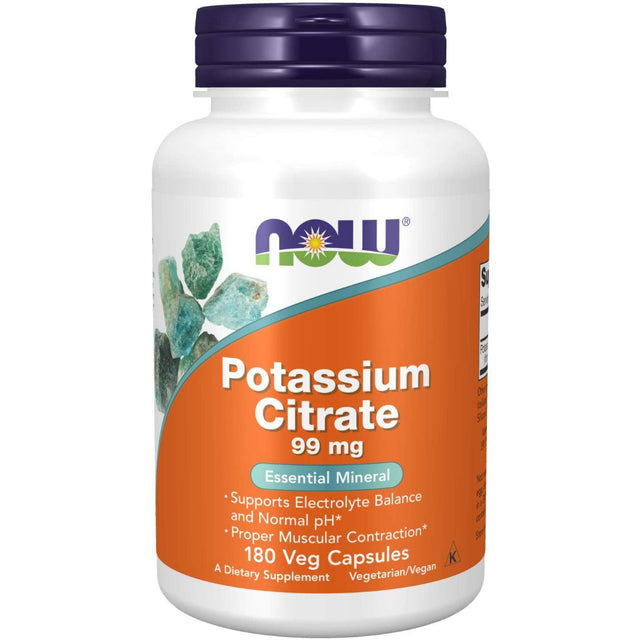 Potas NOW Foods Potassium Citrate 99 mg 180 vcaps - Sklep Witaminki.pl