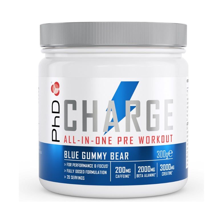 PhD Charge All - In - One Pre - Workout 300 g Blue Gummy Bear Pre - Workout - Sklep Witaminki.pl